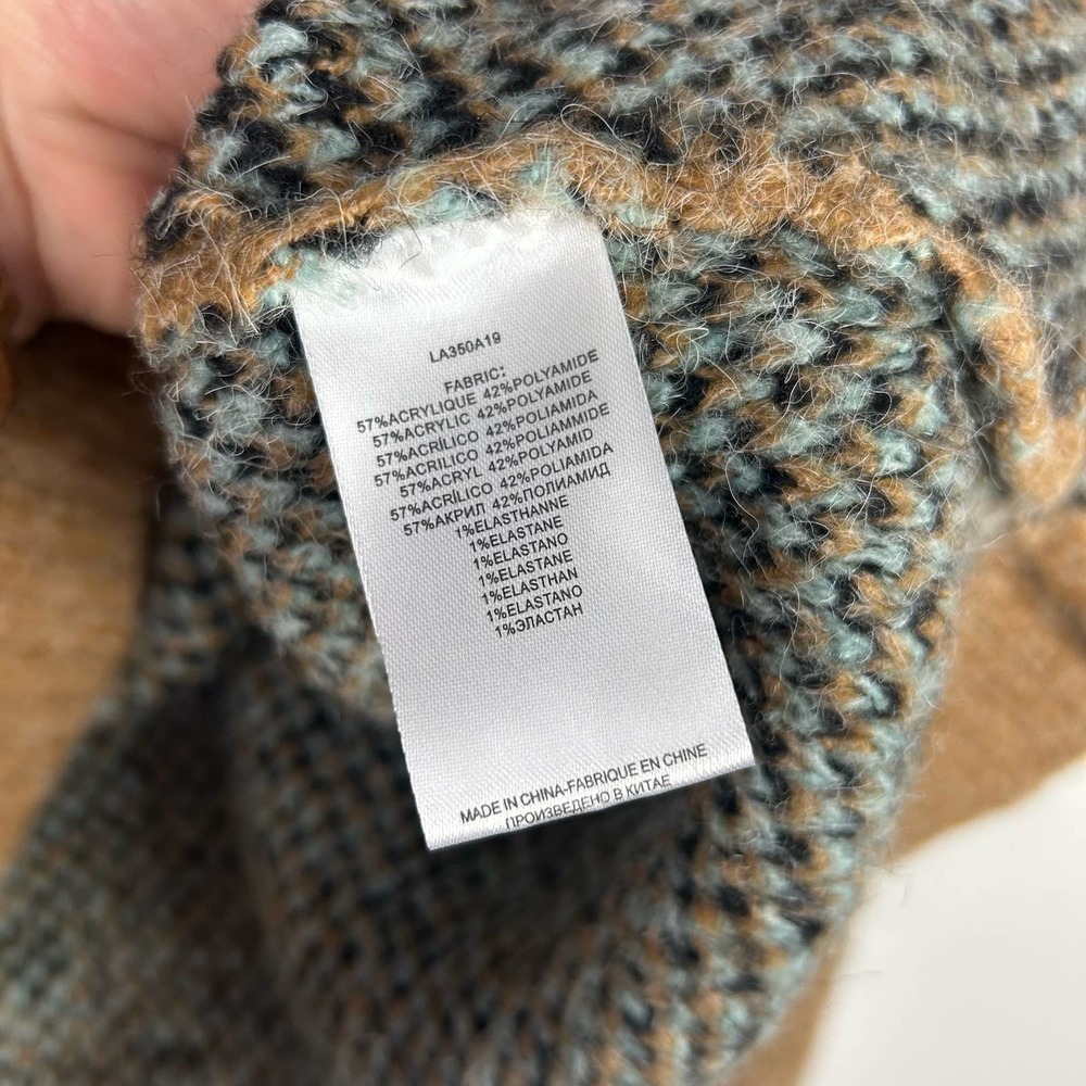 Molly Bracken Chunky Tan Mint Blue Leopard Print Sweater Size XS/S - Picture 5 of 6